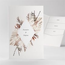 Faire-part mariage Pampa personnalisable - Couleur Beige, Marron et Blanc - 17cm x 11,4cm fermé - Monfairepart