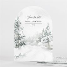 Faire-part mariage Montagnes arche personnalisable - Couleur Blanc et Gris - 12 cm x 17,5 cm - Monfairepart