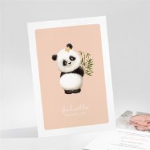 Faire-part naissance Mon panda portrait personnalisable - Couleur Rose - 10,5 x 14,5 cm - Monfairepart