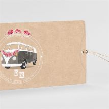 Faire-part mariage A l'aventure pochette duo ! personnalisable - Couleur Beige et Marron/Kraft - 21 x 10 cm - Monfairepart