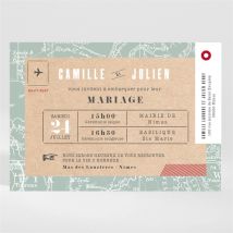 Faire-part mariage Voyage voyage magnet personnalisable - Couleur Rouge/Vert, Beige et Marron/Kraft - 13,8 x 9,5 cm - Monfairepart