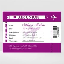 Faire-part mariage Air Union Magnet personnalisable - Couleur Violet - 13,8 x 9,5 cm - Monfairepart