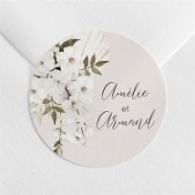 Sticker mariage Orchidées personnalisable - Couleur Rose et Beige - 4 cm - Monfairepart