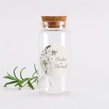 Mignonnette mariage Orchidées sticker personnalisable - 3,7 cm de diamètre et 8 cm de hauteur - Monfairepart