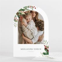 Carte de voeux Noël et jour de l'an 2023 - Vert/Blanc - Monfairepart