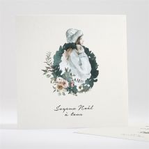 Carte de voeux Couronne d'hiver 2023 - Vert/Beige/Blanc - Monfairepart
