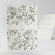Faire-part mariage Romance personnalisable - Couleur Vert et Beige - 17cm x 11,4cm fermé - Monfairepart