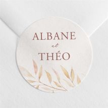 Sticker mariage Poésie Boheme personnalisable - Couleur Rose et Beige - 4 cm - Monfairepart