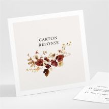 Carton réponse mariage En automne personnalisable - Couleur Rouge et Jaune/Beige - 9,5 x 9,5 cm - Monfairepart