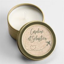 Bougie mariage Billet d'avion Or personnalisable - 5 cm, 2,5 cm de hauteur - Monfairepart