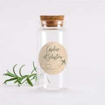 Mignonnette mariage Billet d'avion personnalisable - 3,7 cm de diamètre et 8 cm de hauteur - Monfairepart