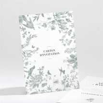 Carton d'invitation mariage Sculpture personnalisable - Couleur Vert - 9.5 cm x 13.8 cm - Monfairepart