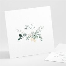 Carton réponse mariage Tendre Murmure personnalisable - Couleur Vert et Blanc - 9,5 x 9,5 cm - Monfairepart