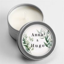 Bougie mariage Emeraude argent personnalisable - 5 cm, 2,5 cm de hauteur - Monfairepart