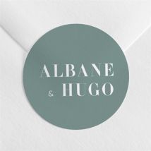 Sticker mariage Annonce minimaliste personnalisable - Couleur Vert/Bleu - 4 cm - Monfairepart