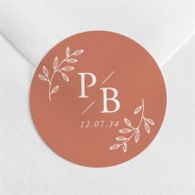 Sticker mariage Douce Terracotta personnalisable - Couleur Rouge/Orange/Terracotta - 4 cm - Monfairepart