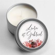 Bougie mariage Bordeaux argent personnalisable - 5 cm, 2,5 cm de hauteur - Monfairepart