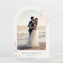Carte de remerciement mariage Notre Lien personnalisable - Couleur Rose, Beige et Blanc - 12 cm x 17,5 cm - Monfairepart