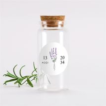 Mignonnette mariage Lavande personnalisable - 3,7 cm de diamètre et 8 cm de hauteur - Monfairepart