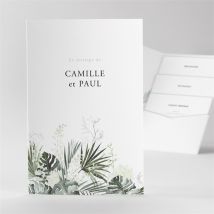 Faire-part mariage Tropical pocketfold personnalisable - Couleur Vert et Blanc - 17cm x 11,4cm fermé - Monfairepart