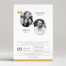 Faire-part mariage Gatsby personnalisable - Couleur Jaune, Noir et Blanc - 14,5 x 21 cm - Monfairepart