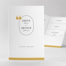 Faire-part mariage Gatsby pocketfold personnalisable - Couleur Jaune, Noir et Blanc - 17cm x 11,4cm fermé - Monfairepart
