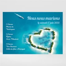 Faire-part mariage Eaux turquoises magnet personnalisable - Couleur Bleu - 13,8 x 9,5 cm - Monfairepart
