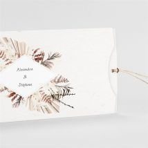 Faire-part mariage Pampa pochette duo personnalisable - Couleur Beige, Marron et Blanc - 21 x 10 cm - Monfairepart