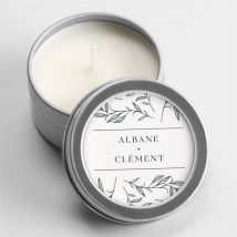 Bougie mariage Toi c'est Moi argent personnalisable - 5 cm et 2,5 cm de hauteur - Monfairepart