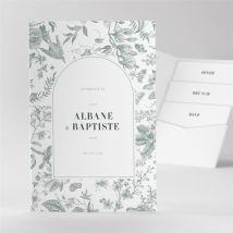 Faire-part mariage Sculpture pocketfold personnalisable - Couleur Vert et Blanc - 17cm x 11,4cm fermé - Monfairepart