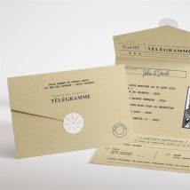 Faire-part mariage Notre Télégramme enveloppe personnalisable - Couleur Marron/Kraft - 11,8 x 17,4 cm - Monfairepart