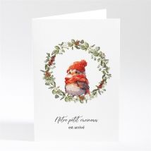 Faire-part naissance Oiseau d'hiver personnalisable - Couleur Rouge - 10 x 14,5 cm - Monfairepart