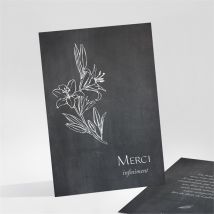 Carte de remerciement décès Lys personnalisable - Couleur Noir et Blanc/Noir - 10,5 x 14,5 cm - Monfairepart