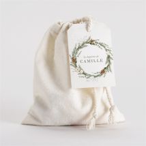Pochon baptême L'hiver personnalisable - 10 x 12 cm - Monfairepart