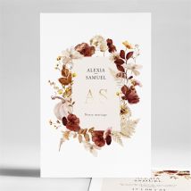 Faire-part mariage En automne portrait dorure personnalisable - Couleur Rouge/Doré/Terracotta - 14,5 x 21 cm - Monfairepart