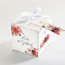 Boîte de dragées mariage Bordeaux dorure personnalisable - Couleur Doré - 4,5 cm - Monfairepart