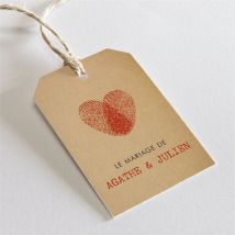 Etiquette mariage Passeport Vintage personnalisable - Couleur Rouge et Beige et Marron/Kraft - 4 x 6 cm - Monfairepart
