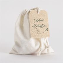 Pochon mariage Billet d'avion personnalisable - 10 cm x 12 cm - Monfairepart