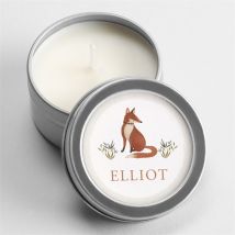 Bougie baptême Renard Argent personnalisable - 5 cm et 2,5 cm de hauteur - Monfairepart