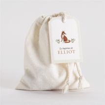 Pochon baptême Le Renard personnalisable - 10 x 12 cm - Monfairepart