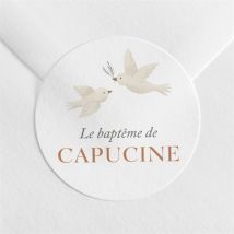 Sticker baptême Douces colombes personnalisable - Couleur Rose et Blanc - 4 cm - Monfairepart