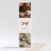 Signet baptême Renard en forêt personnalisable - Couleur Beige et Marron - 5,4 x 19,4 cm - Monfairepart