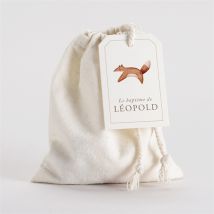 Pochon baptême Renard en forêt personnalisable - 10 x 12 cm - Monfairepart