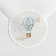 Sticker baptême Ma Montgolfière personnalisable - Couleur Bleu et Beige - 4 cm - Monfairepart