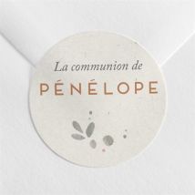 Sticker communion Petite fille personnalisable - Couleur Beige - 4 cm - Monfairepart