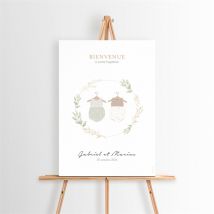 Panneau bienvenue Jumeaux body personnalisable - 29,7 x 42 cm - Monfairepart