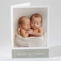 Livret de messe baptême Petits jumeaux personnalisable - Couleur Gris - 15,2 x 21,5 cm - Monfairepart