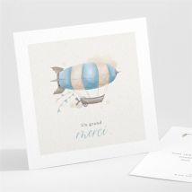 Remerciement baptême Ma Montgolfière personnalisable - Couleur Bleu et Beige - 9,5 x 9,5 cm - Monfairepart