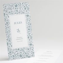 Menu communion Transcendance personnalisable - Couleur Bleu - 10 x 21 cm - Monfairepart
