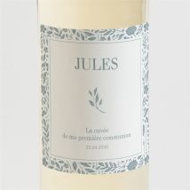 Etiquette de bouteille communion Transcendance personnalisable - Couleur Bleu - 9,5 x 9,5 cm - Monfairepart